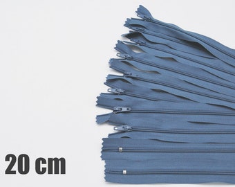 10 x 20cm jeansblaue Reißverschlüsse