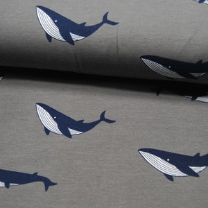 Soft Sweat Whales Wale auf Grau 0,5 Meter Bild 1