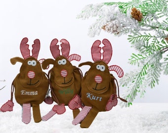 Elchbeutel- Nikolaussäckchen- Nikolausgeschenk - Weihnachten- Nikolaus -mit Name -personalisiert - schöne Geschenkidee zu Nikolaus