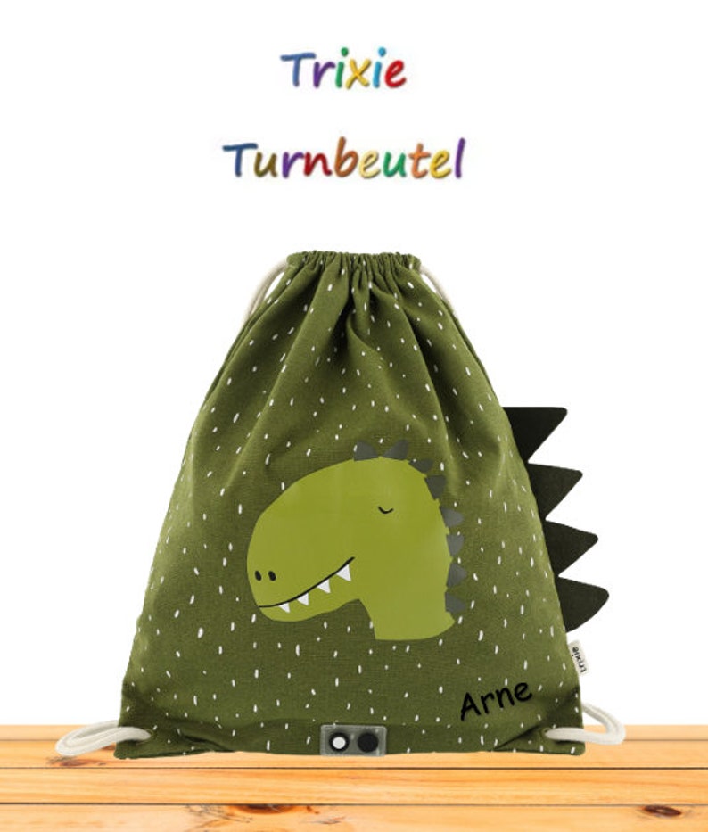 Bolsa de gimnasio/bolsa de deporte personalizable por Trixie Mr. Dino imagen 2