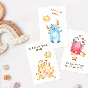 Affirmationskarten für Kinder, Gefühlskarten,Mutmachkarten, Motivationskarten für Kinder "Monsterchen"