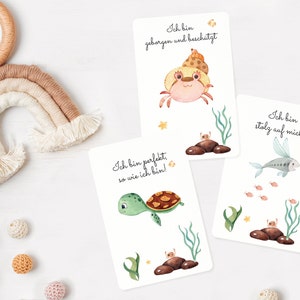 Affirmationskarten für Kinder, Gefühlskarten,Mutmachkarten, Motivationskarten für Kinder "Unter Wasserwelt"