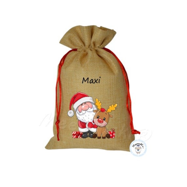 Nikolaussäckchen- Nikolaussack personalisiert mit Name Motiv: Santa & Rudi- Nikolaus