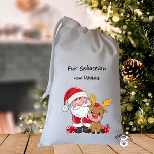 St. Nicholas bag personalized with name motif: St. Nicholas and Rudi Size of the bag can be freely selected - St. Nicholas