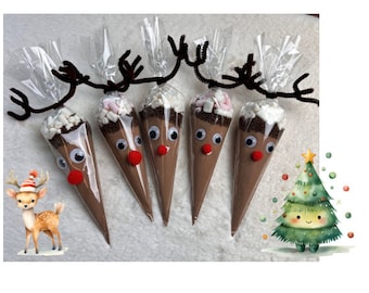 Reindeer soup, hot chocolate, cocoa, marshmallow, chocolate, Christmas gift, hot chocolate with marshmallows and chocolate sprinkles