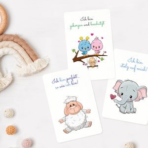 Affirmationskarten für Kinder, Gefühlskarten,Mutmachkarten, Motivationskarten für Kinder "Tiere "