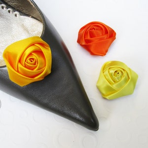 Satinrose in gelb oder orange Schuhclips ca. 3,5-4 cm: hellgelb, goldgelb oder orange image 1