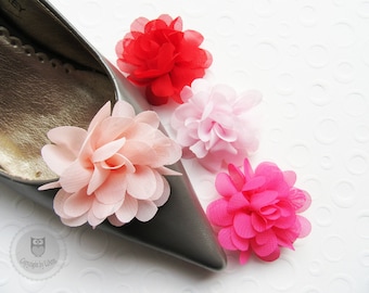 Schuhclips ca. 4,5 cm - Chiffonblüte in apricot, rosa, pink oder rot