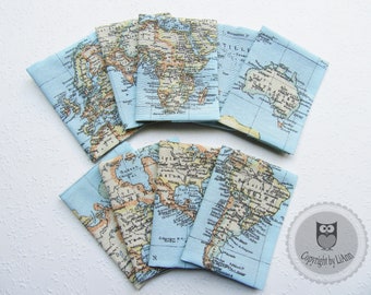 Reisepasshülle - Weltkarte - 9 versch. Ausschnitte Kontinente zur Auswahl