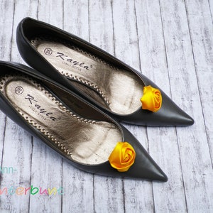 Satinrose in gelb oder orange Schuhclips ca. 3,5-4 cm: hellgelb, goldgelb oder orange image 6