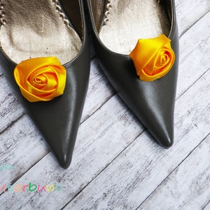 Satinrose in gelb oder orange Schuhclips ca. 3,5-4 cm: hellgelb, goldgelb oder orange image 4