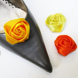 Satinrose in gelb oder orange Schuhclips ca. 3,5-4 cm: hellgelb, goldgelb oder orange image 2