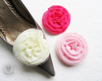 Schuhclips ca. 7-7,5 cm - Rose in creme, rosa oder pink