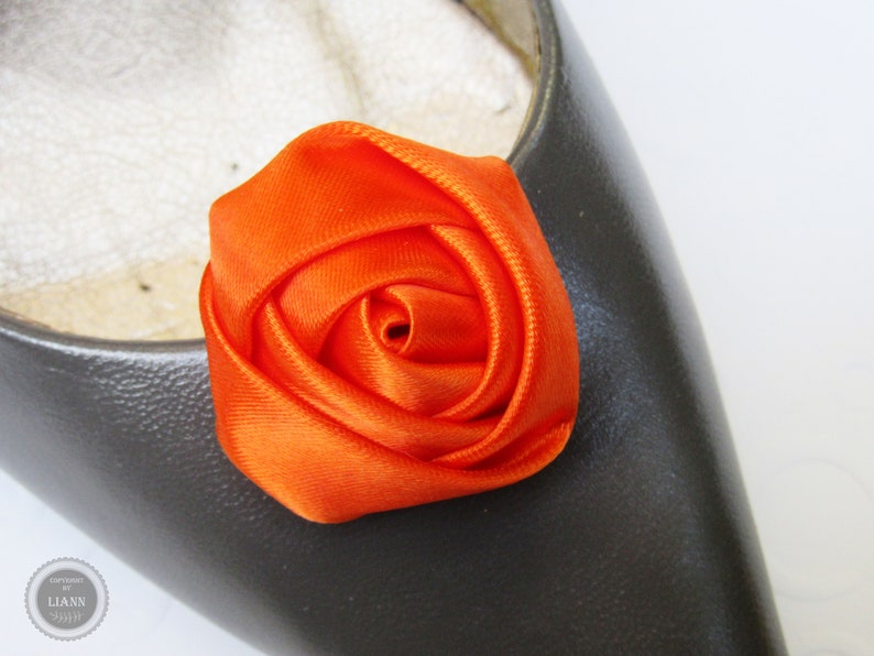 Satinrose in gelb oder orange Schuhclips ca. 3,5-4 cm: hellgelb, goldgelb oder orange Orange