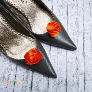 Satinrose in gelb oder orange Schuhclips ca. 3,5-4 cm: hellgelb, goldgelb oder orange image 8