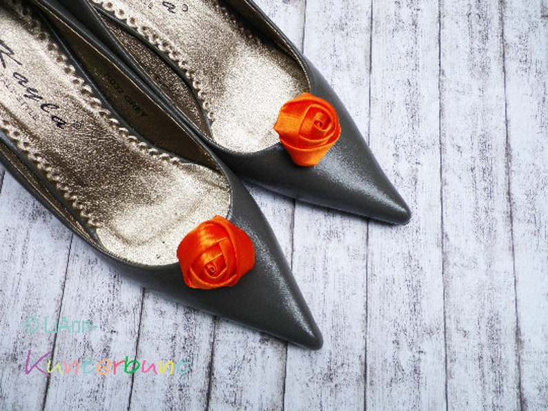 Satinrose in gelb oder orange Schuhclips ca. 3,5-4 cm: hellgelb, goldgelb oder orange image 8