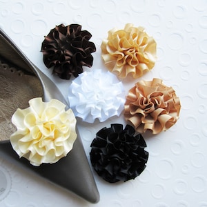 Schuhclips ca. 5 cm Satin Farbwahl: schwarz, weiß, creme, milchkaffeebraun, dunkelbraun, beige Bild 1