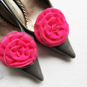 Schuhclips ca. 7-7,5 cm Rose in creme, rosa oder pink Pink