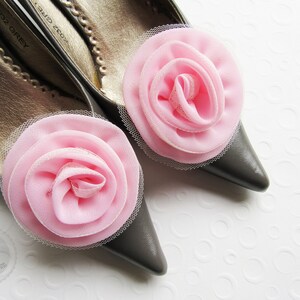 Schuhclips ca. 7-7,5 cm Rose in creme, rosa oder pink Rosa