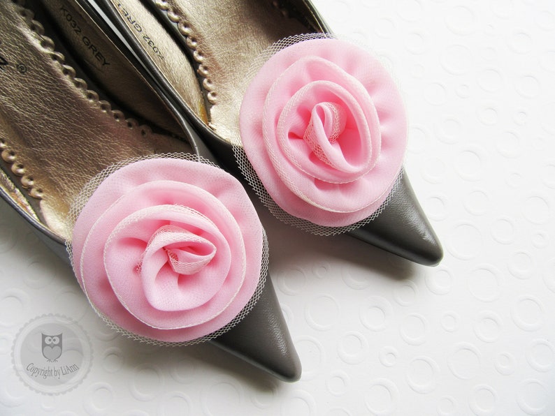 Schuhclips ca. 7-7,5 cm Rose in creme, rosa oder pink Rosa