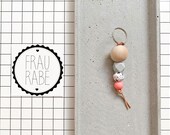 Keychain Key Chain Silicone Beads Balls Beads Silicone Wood Terrazzo Design Grey