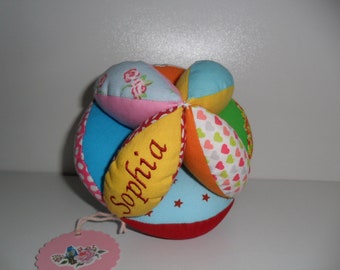 Colorful motor skills ball with a rattle and free personalization