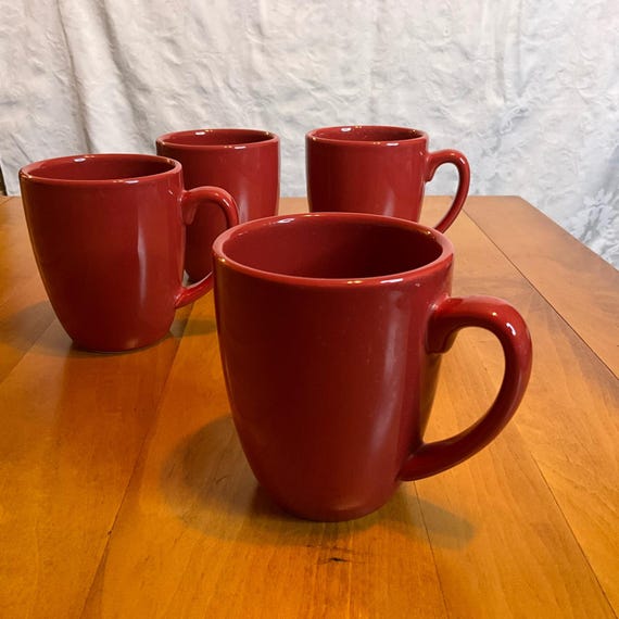 Vintage Corelle Coordinates Red Stoneware Mugs Set of 4 12 0z Cocoa Lattes  - Etsy