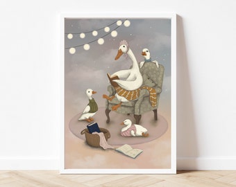 GEESE POSTER | for kids | kids room decoration | Nursery Kids |50x70cm | 30x40cm | A2 | A4 |