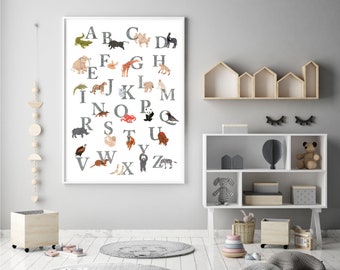 ANIMAL ALPHABET POSTER for little ones A2 | 50x70cm | School Kids | Educational Poster