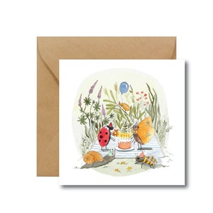 Carte d’anniversaire | Carte d’anniversaire de bébé | Carte de champignon | | de papier écologique | de carte Écologique Carte de jardin | Garden Party