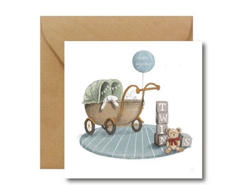 TWINS BIRTHDAY CARD | Newborn Greeting Card For Twins | Better Together | Welcome Home | Hello World | Ecological Paper