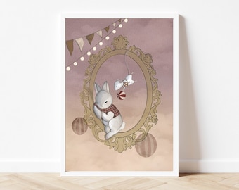 Rabbit and Mouse Poster for kids | 50X70cm | 30x40cm |A2 | A4 |kids room decoration | nursery