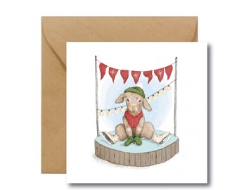 CHRISTMAS CARD | Scating Goat | Greeting Card | Ecological Paper | Eco card