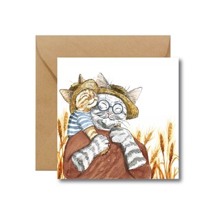 Una Tarjeta para Abuelo / Tarjeta de Gato / Tarjeta de Cumpleaños / Amante de los Animales / Papel Ecológico / Tarjeta Eco /