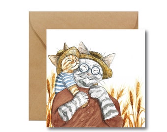 Card for Grandfather | Cat's Card | Birthday Card | Animal Lover | Ecological Paper | Eco card |