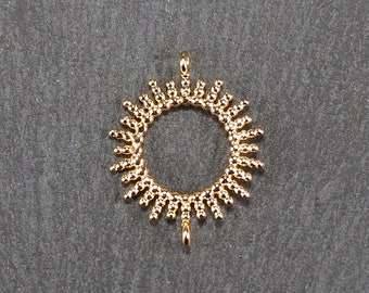 1 delicate sun connector brass 24 carat gold plated 11050