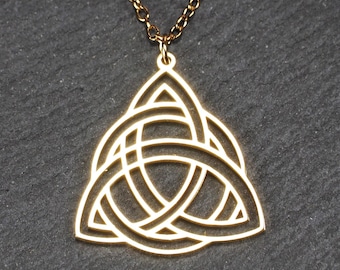 1 Triquetra Anhänger 304 Edelstahl vergoldet offen Celtic Knoten Dreieck keltisch Schutz Symbol Talisman Amulett, 11318