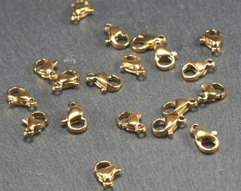 10 moschettoni placcati in oro 10 x 6 mm in acciaio inossidabile, 10294