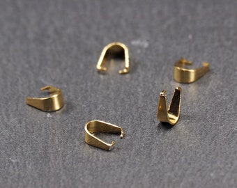 5 pendant eyelets, simple, gold-plated stainless steel, pendant loop, 11021