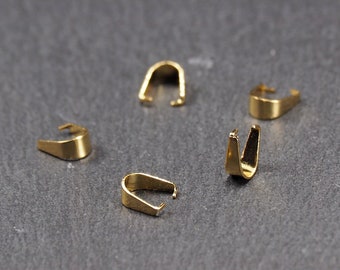 5 pendant eyelets, plain, gold-plated stainless steel, pendant loop, 11021