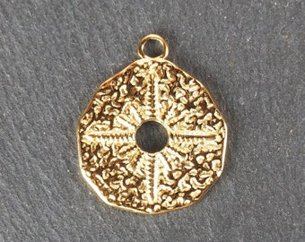 1 Anhänger Kompass Sonne Edelstahl vergoldet, 11059