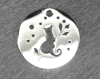 2 Katzen Anhänger Edelstahl poliert floral modern Design Tiermotiv Geschenk Katzenfrau Katzenliebhaber außergewöhnlich, 11295