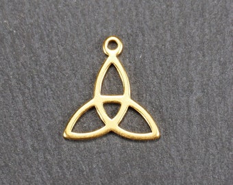 1 pendentif celtique Triqueta, Triquetra, Triquetta, acier inoxydable plaqué or, 11015