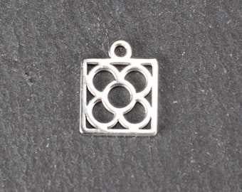 2 tiny stylized flower pendants Panot stainless steel Barcelona flower blossom Gaudí architecture, 11179