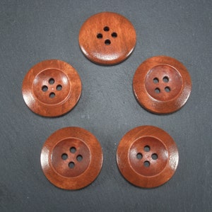 5 buttons wood, 25 mm, wooden buttons, jacket buttons, sweater, 10373 image 3