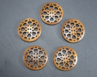 5 buttons wood, 25 mm, wooden buttons, jacket buttons, sweater, 10353