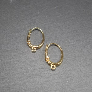 1 pair of earwires, 24 K gold-plated brass, ear hooks, 10745