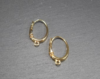 1 pair of folding leverbacks, 24 K gold-plated brass, earwires, 10745