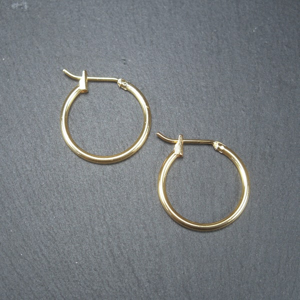 1 pair of earrings, 18 mm, folding collars, brass 24 K gold-plated, Brisur, 10694