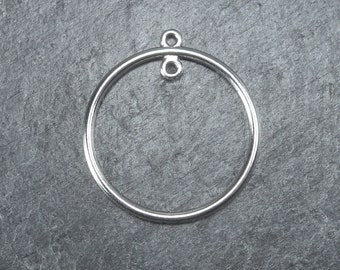 2 pendants circle, creole, antique silver color, 10440